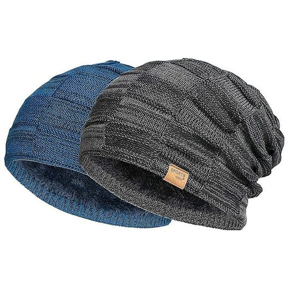 Other - 2 Packs Slouchy Beanie for Men Winter Hats for Guys Cool , Black / Blue